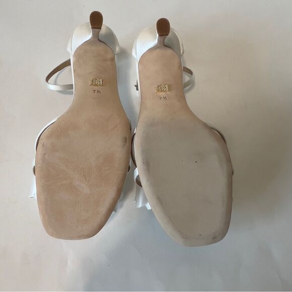 Badgley Mischka Alysha White Satin Open Toe Kitten Heel Bridal Sandal Size 7.5 - Picture 11 of 15